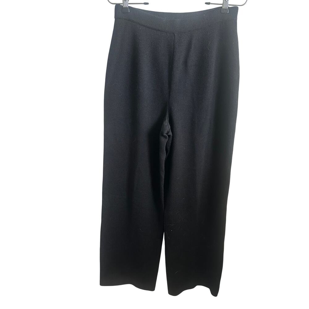 St. John Basics Santana Knit Black Wide Leg Pants Women’s 6 Wool Blend